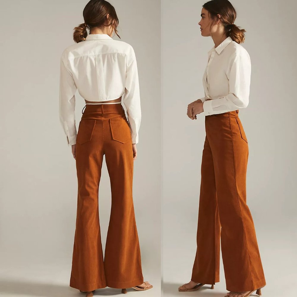 Anthropologie Avec Les Filles Corduroy Flare Pants  bronze new size M